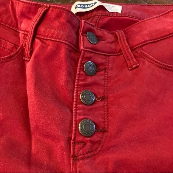 Red Skinny Jeans Button Fly Old Navy Jeggings Size 2 - Picture 2 of 7